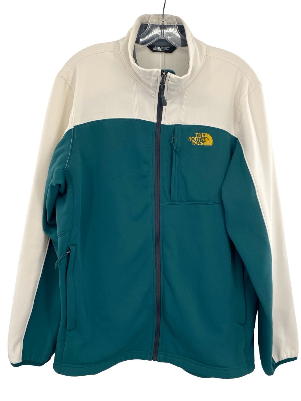 The North Face Men’s Jacket Hunter Green Ivory Track Outdoor Colorblock Large